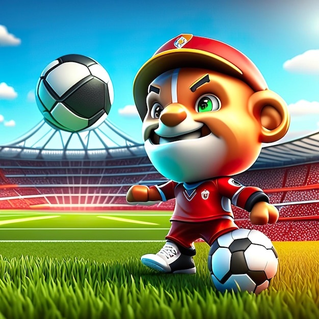 Foto mascotte di personaggi di calcio in 3d generative ai