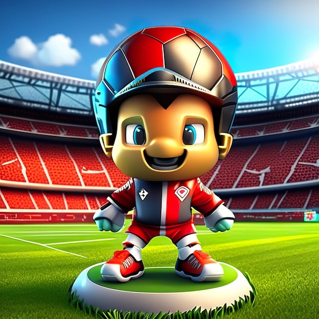 Photo football character mascot in 3d generative ai