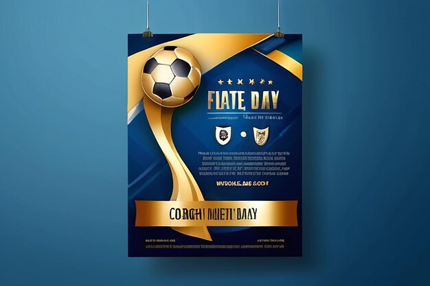 Football Competition Flyer or Poster Template with Golde