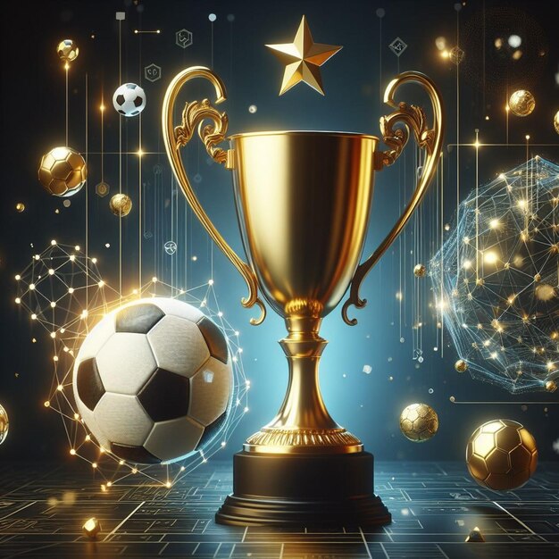 Football composition and Golden cup on football