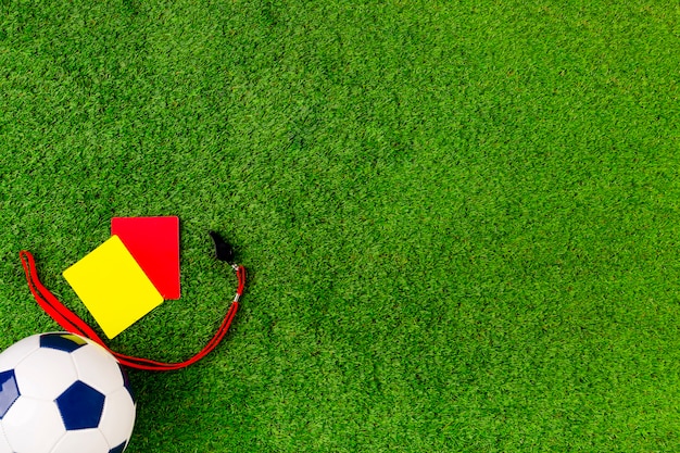 Photo football composition with red and yellow cards