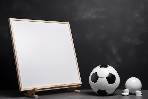 Photo football composition with whiteboard and ball on top