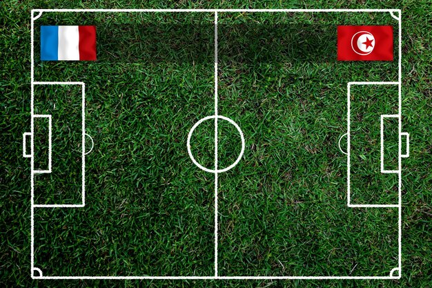 Football Cup-competitie tussen het nationale Frankrijk en het nationale Tunesië