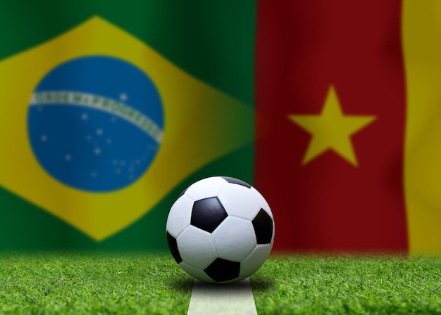 Football Cup competition between the national Brazil and national Cameroon