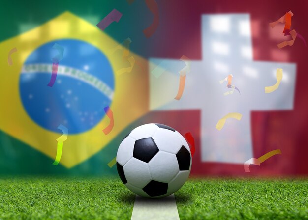 Football cup competition between the national brazil and national switzerland