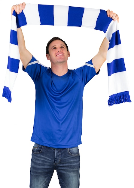 Foto tifoso in sciarpa blu della tenuta