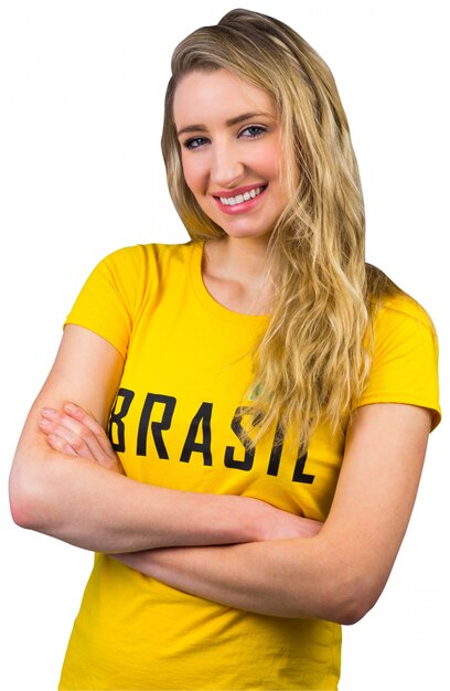 Football fan in brasil tshirt