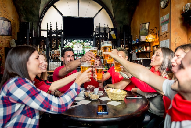 Football fans in a pub