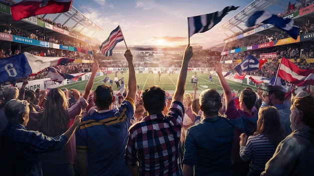 Football fans in stadium from behind