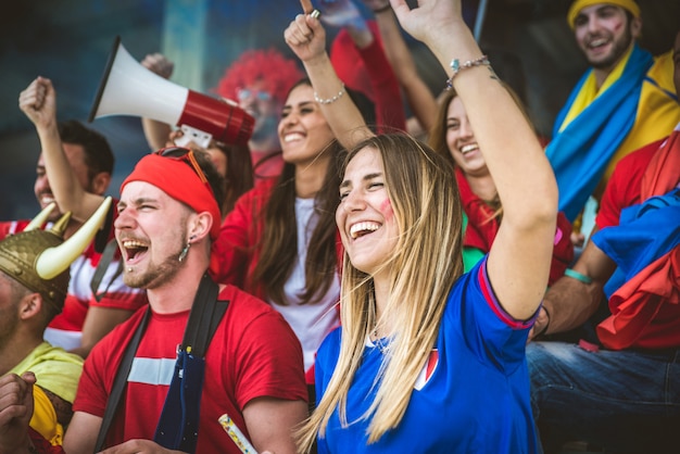 Photo football fans at the stadium