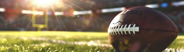 Photo football field closeup on ball