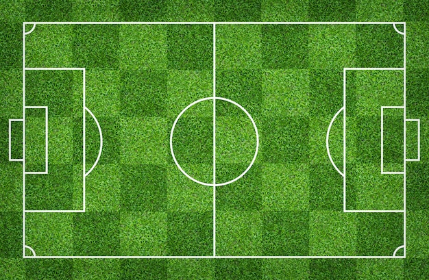 Football field or soccer field for background. Green lawn court for create game.