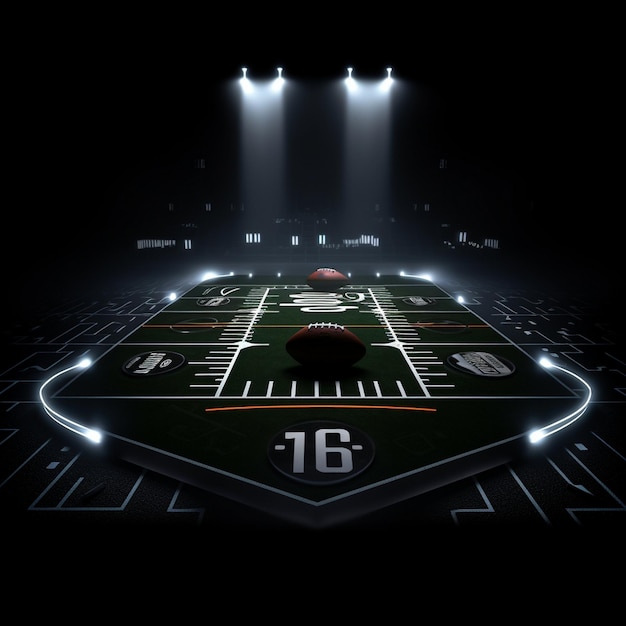 a football field with the number 13 on it