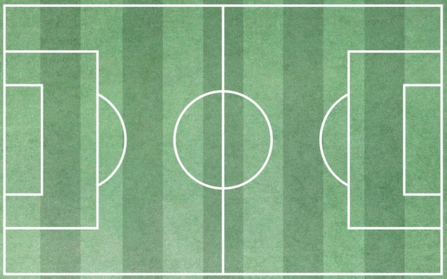 縞模様の緑の草の背景の上面図とサッカー場