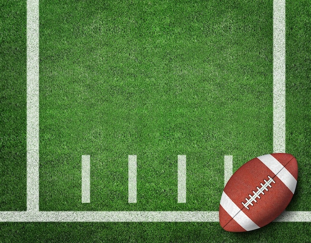 football on a field with a white line that says football