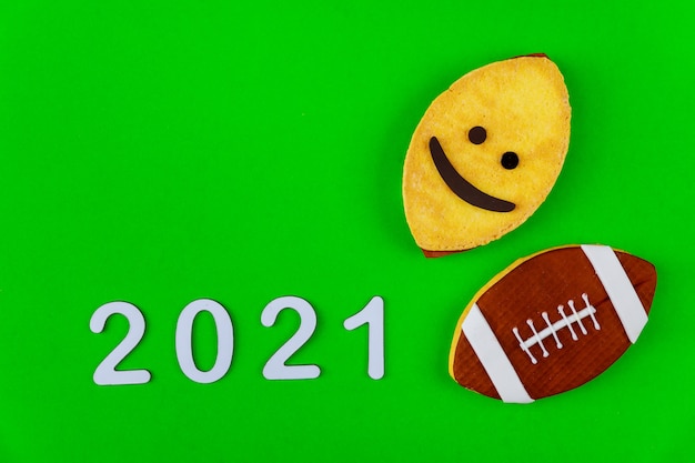 Photo football game season background for 2021. american sport concept.