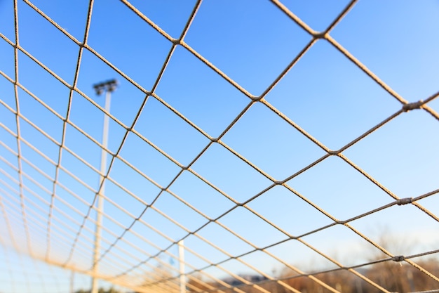 Football goal net close up