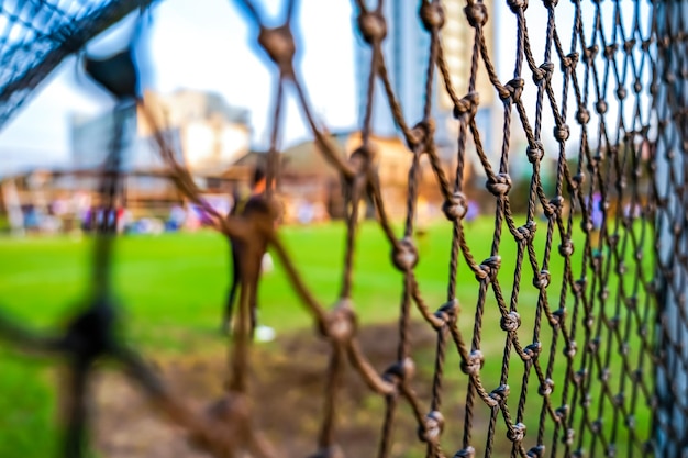 Football goal net with blur background