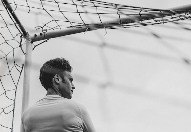 Football goalkeeper waiting for the match to begin