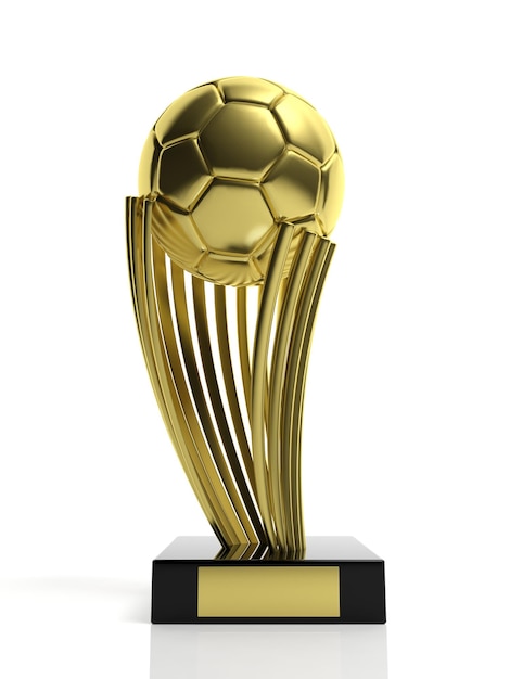 Футбольный золотой трофей изолирован на белом