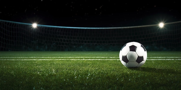 a football on the grass with copy space