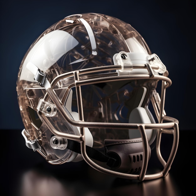 A football helmet made of transparent plastic