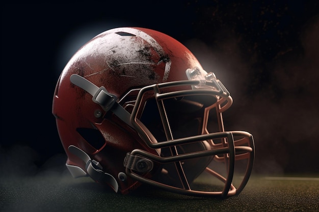 A football helmet with a globe on it