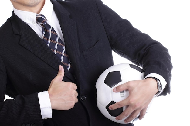 Football manager hold ball