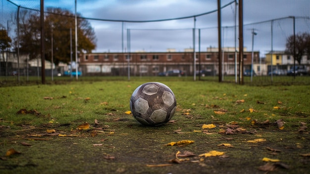 Football muddy ground with football