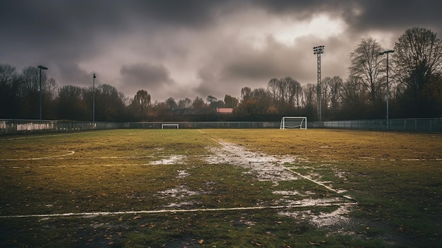 サッカーの泥だらけのグラウンド