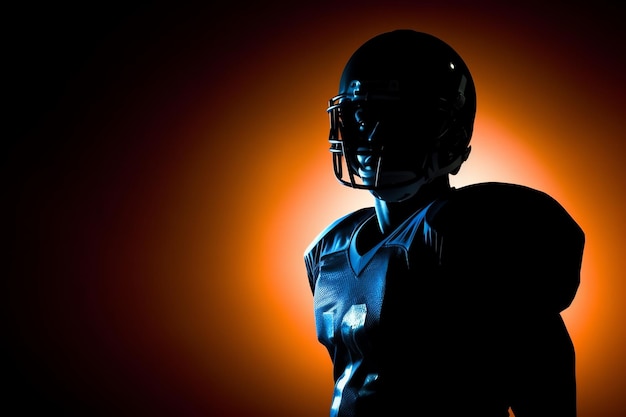 A football player is silhouetted against a yellow background