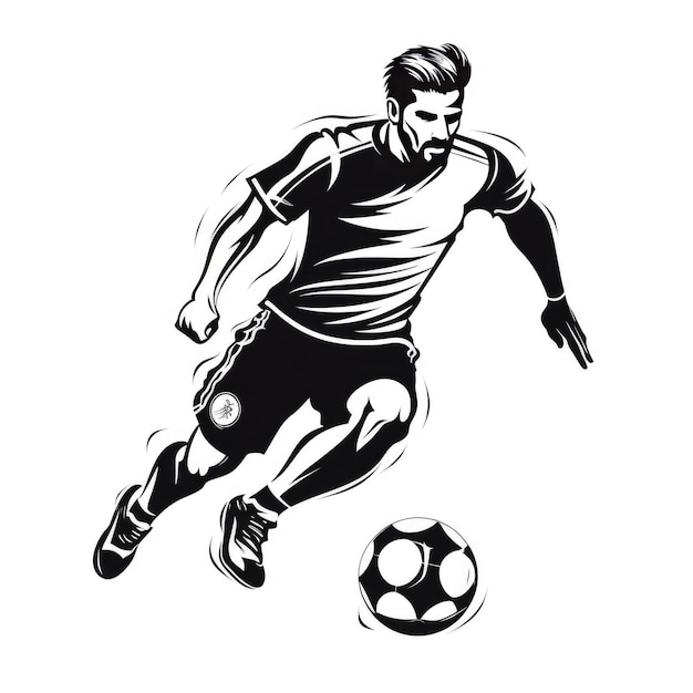 Football player logo black and white AI generated Image