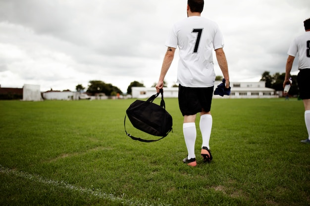 Football player ready for practice