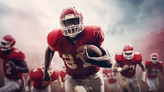 a football player running with a ball