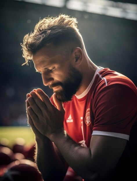 Football player in the stadium