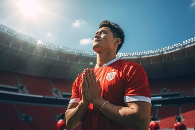 Football player in the stadium