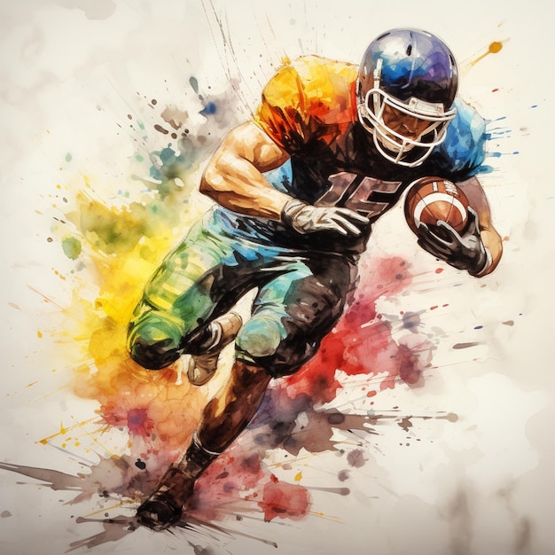 football player watercolor paint art