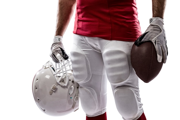 Photo football player with a red uniform on white