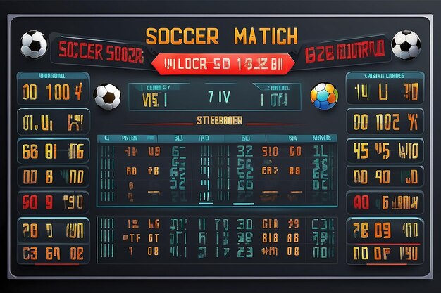 Football scoreboard background Soccer match statistics Vector illustration