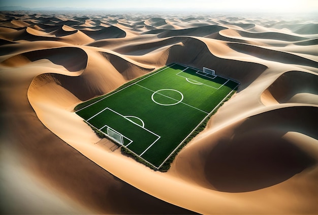 футбольное футбольное поле в пустыне