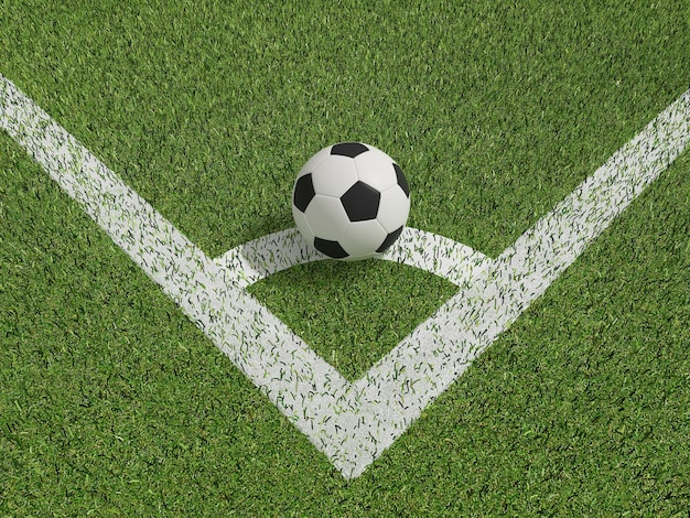Футбол или футбол в поле зеленой травы на conner