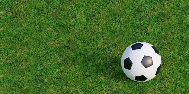 Football or Soccer on green grass lawn texture