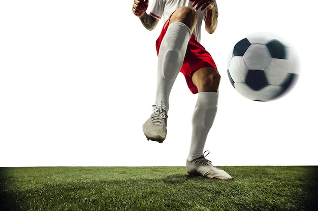 Free Photo | Football or soccer player on white background motion ...