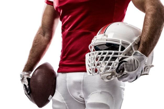 Football-speler met een rood uniform op wit