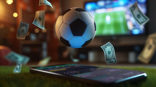 Football sports betting app concept of making money online with bets |  Premium AI-generated image