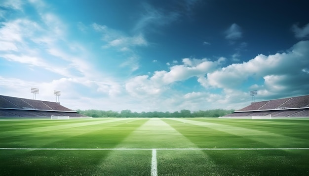 Football stadium before championship with bright lights Generated AI illustration