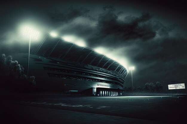 Football stadium and lighting at night