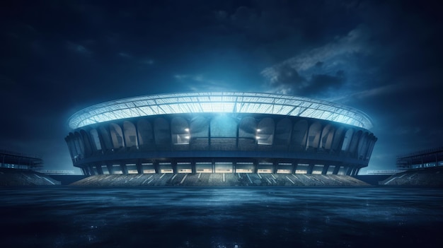 Football stadium at night Illustration AI GenerativexA