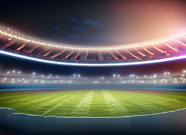 Football stadium at night an imaginary stadium is modelled and rendered