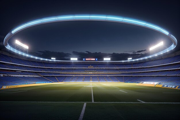 Football stadium at night top view of a soccer stadium at night with the lights on 3d rendering